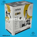 Блендер Rotex RTB807-B 800Вт, чотирипелюсткові ножі із нержавіючої сталі, 2 швидкісних режими, подрібнювач 0,4 л, мірний стакан 0,6 л, вінчик, насадка пюре, вспінювач молока