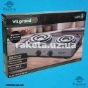 Плита електрична Vilgrand VHP162D_gray, 2 камфорна, 1000 Вт + 1000 Вт, діаметром 145 мм, широкий тен, корпус металевий