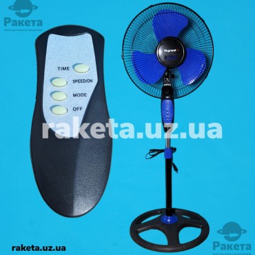 Вентилятор підлоговий Vilgrand VF455 Blue 45 Вт, 3 швидкості кут повороту 90 D=40 см підсвітка пульт таймер 2 режими обдуву