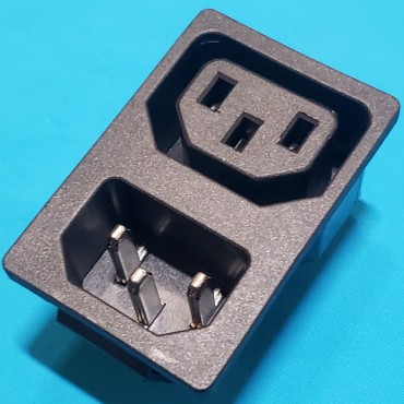 Роз`єм (гніздо+штекер) мережеве подвійне 3 контакти