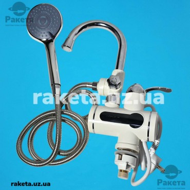 Електронагрівач проточний Grunhelm EWH-1X-3FSH-LED 3000 Вт, LED дісплей + душ до 60°С