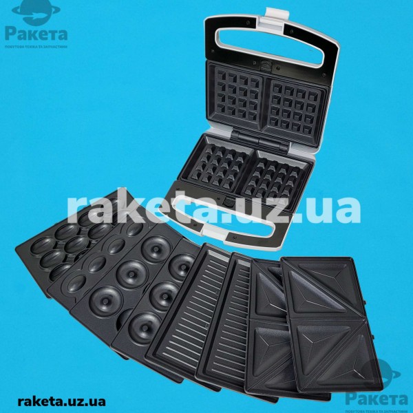 Бутербродниця Rotex RSM225-W 800 Вт, мультимейкер 5 в 1: змінні пластини, антипригарне покриття, теплоізоляція корпусу, індикатор роботи
