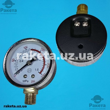 Манометр компресора вертикальний, металевий, діаметр d=60 мм різьблення 14 мм Манометр компресора вертикальний, металевий, діаметр d=60 мм різьблення 14 мм