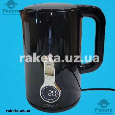 Електричний чайник Maestro 025_black, 1850-2200 Вт, 1,7 л, подвійний корпус, сенсорна панель керування, функція підтримки тепла, зміна кольору індикатора температури під час нагрівання