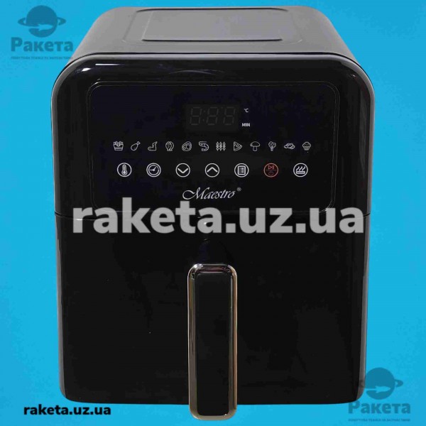 Аерофритюрниця Maestro MR 757, 1500-1700 Вт, 1 чаша ємність 6 л, 12 програм, антипригарне покриття чаші, температура 60°C - 200°C, таймер 60 хв, функція підігріву, решітка гриль
