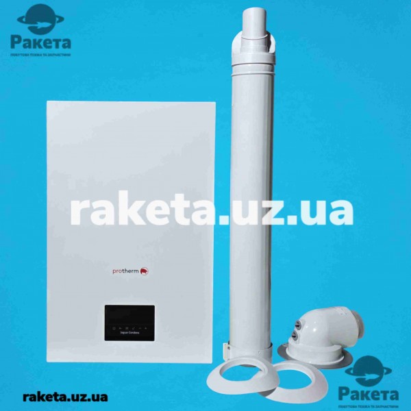 Котел газовий Protherm Jaguar Condens 24/24 (Ягуар), двоконтурний, конденсаційний ТУРБО + каоксальний димохід Coaxial Kit ф.60/100