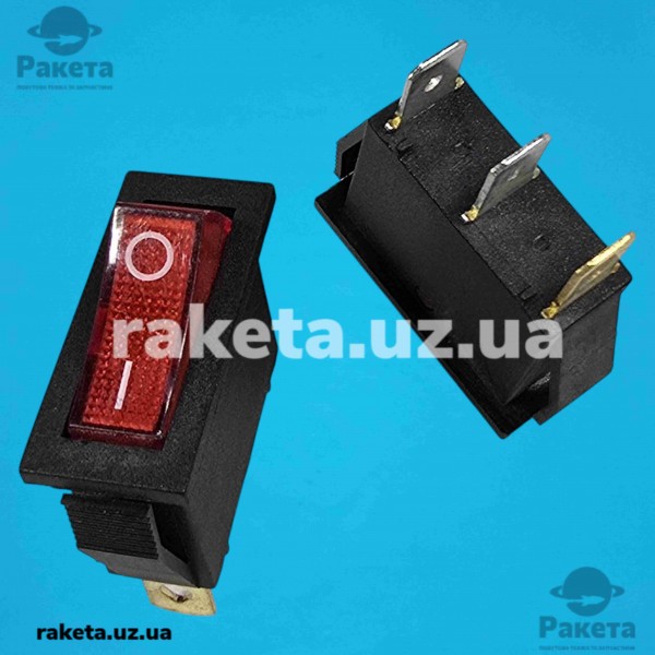Клавіша вузка 14х30 мм, 3 контакти, 2 положення, 16А, підсвітка