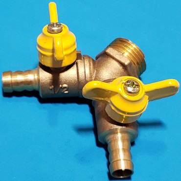 Трійник с кранами компресора 1/2п -штуцер-штуцер