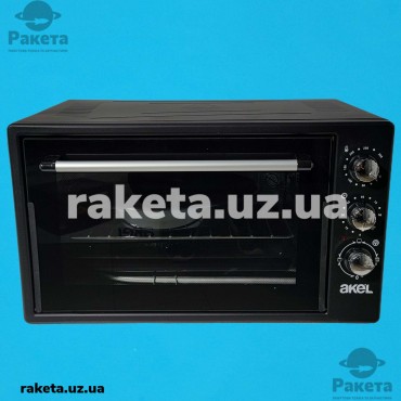 Піч електрична Akel AF930L_black 1500 Вт, 45 л, підсвітка, 3 рівня потужності, таймер 90 хвилин, регулятор темперури 50-320°C