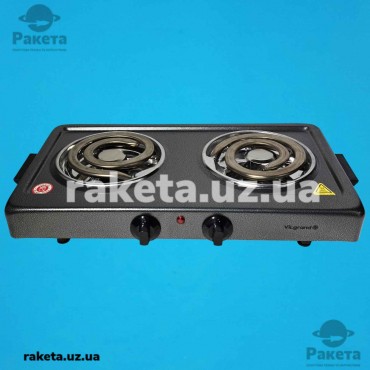 Плита електрична Vilgrand VHP162D_gray, 2 камфорна, 1000 Вт + 1000 Вт, діаметром 145 мм, широкий тен, корпус металевий