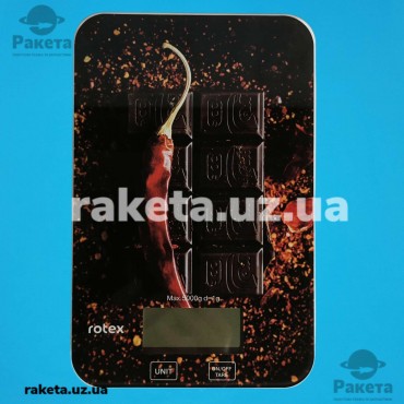 Ваги кухонні електронні Rotex RSK14-P pepper 5 кг, точність 1 г, LCD дисплей, автовідключення