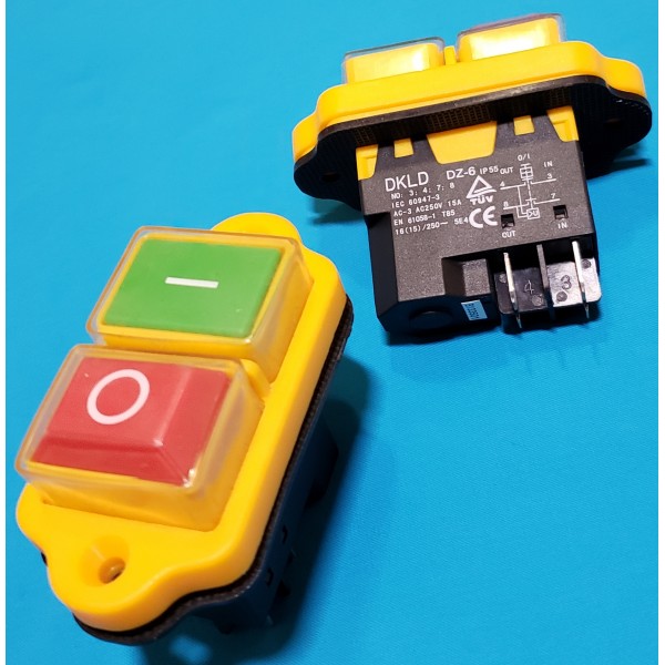 Кнопка бетономешалки 5 контактів 15А DKLD DZ-6 IP55 жовта