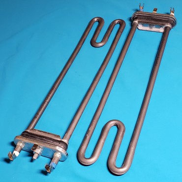 Тен для пральної машини L=295 мм Indesit 2000W борт без дірки підігнутий 046976