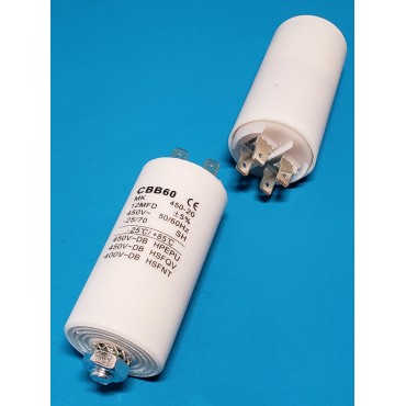 Конденсатор JYUL CBB-60M 12мкф - 450 VAC болт + клеми (41*71 мм) Конденсатор JYUL CBB-60M 12мкф - 450 VAC болт + клеми (41*71 мм)