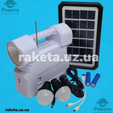 Ліхтарик акумуляторний LightoMoi LM-209 ручний, сонячна батарея, 2 led лампи, Power Bank, радіо, MP3