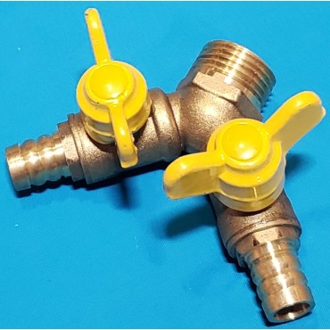 Кран компресора подвійної вхід мама 1/2 два виходи під штуцер 12 мм Кран компресора подвійної вхід мама 1/2 два виходи під штуцер 12 мм