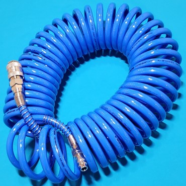 Шланг спіральний поліуретановий 6.5*10 мм, 10м з швидкороз`ємними сполуками Intertool