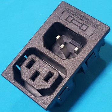 Роз`єм (гніздо+штекер) мережеве подвійне 3 контакти під запобіжник