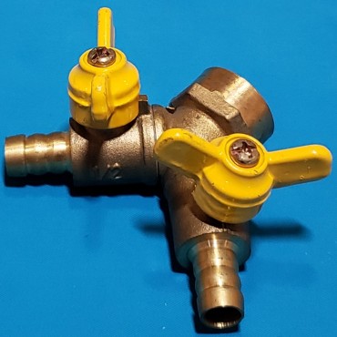 Трійник с кранами компресора 1/2м -штуцер-штуцер