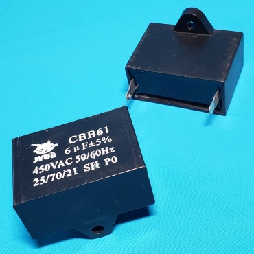 Конденсатор JYUL 6мкф 450 VAC прямокутний 47x22x32 Конденсатор JYUL 6мкф 450 VAC прямокутний 47x22x32