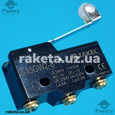 Мікроперемикач чорний силовий Takel Z-15GW2-B 380V ITH10A h19х50х18 Мікроперемикач чорний силовий Takel Z-15GW2-B 380V ITH10A h19х50х18