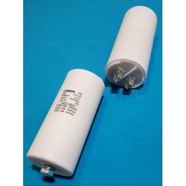 Конденсатор JYUL CBB-60M 60мкф - 450 VAC болт + клеми (49*109 мм)