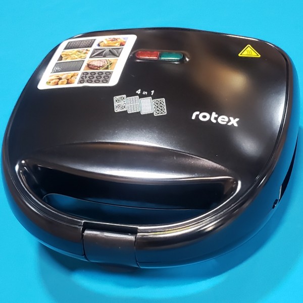 Бутербродниця Rotex RSM222-B 800W, мультимейкер 4 в 1, змінні пласт для гриля, сендвичів, вафель і горіхів, атипригарне покриття